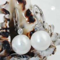 Ohrring Perle 11mm Zirkonia 925 Sterlingsilber
