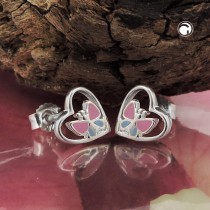 Ohrstecker Schmetterling im Herz 925 Sterlingsilber
