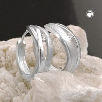 Creolen Ohrringe Zirkonia matt-glänzend 925 Sterlingsilber