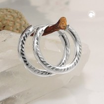 Creolen Ohrringe 15x2mm diamantiert 925 Sterlingsilber