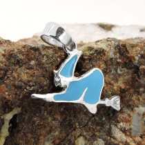 Anhänger Hexe blau-emailliert 925 Sterlingsilber