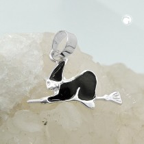 Anhänger Hexe schwarz 925 Sterlingsilber