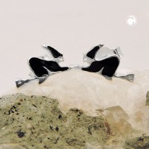 Ohrstecker Hexe schwarz 925 Sterlingsilber