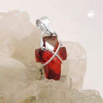 Anhänger Kreuz granatfarbig 925 Sterlingsilber