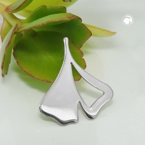 Anhänger 20x19mm Ginkgoblatt glänzend rhodiniert 925 Sterlingsilber