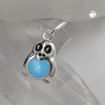 Anhänger Pinguin blau 925 Sterlingsilber