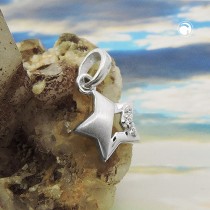 Anhänger Stern Zirkonia teilmatt 925 Sterlingsilber