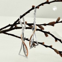Ohrring bicolor rosevergoldet Zirkonias 925 Sterlingsilber