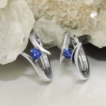 Creolen Ohrringe Zirkonia blau 925 Sterlingsilber