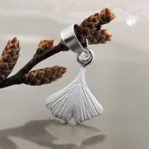 Anhänger ca. 9mm Ginkgoblatt matt 925 Sterlingsilber