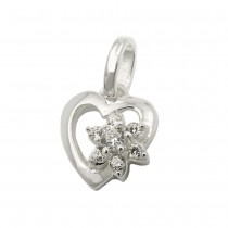 Anhänger Herz mit Blume aus Zirkonias 925 Sterlingsilber