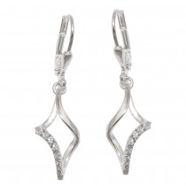 Ohrhänger Ohrringe Brisur Rhombus mit Zirkonias glänzend 925 Sterlingsilber