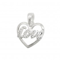 Anhänger Herz mit Schriftzug -Love- Zirkonia 925 Sterlingsilber