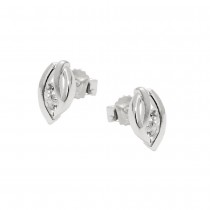 Stecker Blatt matt-glänzend mit Zirkonias, 925 Sterlingsilber