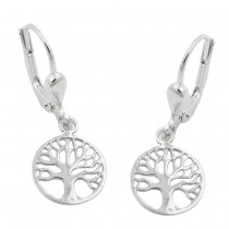 Ohrringe mit Klappbügel Brisur Ohrring Baum des Lebens 925 Sterlingsilber