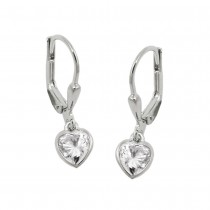 Ohrhänger Ohrringe Brisur Herz Zirkonia weiß glänzend 925 Sterlingsilber