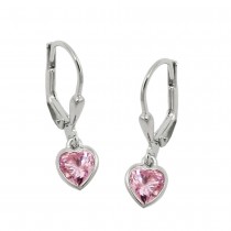 Ohrhänger Ohrringe Brisur Herz Zirkonia rosa glänzend 925 Sterlingsilber