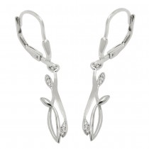 Ohrhänger Ohrringe Brisur mit Zirkonias matt-glänzend rhodiniert 925 Sterlingsilber