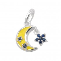Anhänger Mond mit Stern Zirkonia 925 Sterlingsilber