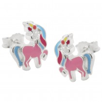 Stecker Kinderohrring Fabelwesen Pferd mit Horn 925 Sterlingsilber