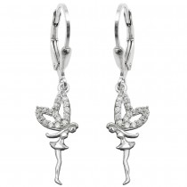 Ohrhänger Ohrringe Brisur Elfe mit Zirkonias rhodiniert glänzend 925 Sterlingsilber