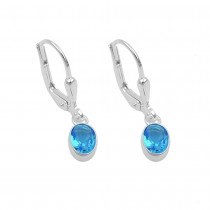 Ohrhänger Ohrringe Brisur ovaler Glasstein blau-türkis 925 Sterlingsilber