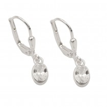 Ohrhänger Ohrringe Brisur ovaler Zirkonia weiß 925 Sterlingsilber