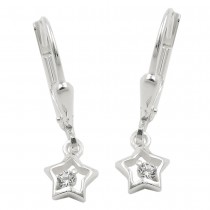Ohrhänger Ohrringe Brisur Stern mit Zirkonia glänzend 925 Sterlingsilber