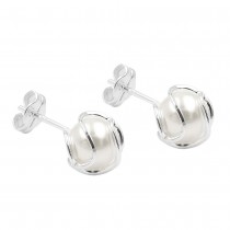 Stecker Imitatperle weißwachs umwickelt 925 Sterlingsilber