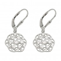 Ohrhänger Ohrringe Brisur Blume des Lebens glänzend rhodiniert 925 Sterlingsilber