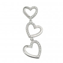 Anhänger Herzen mit Zirkonias glänzend rhodiniert 925 Sterlingsilber