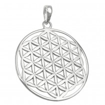 Anhänger Blume des Lebens glänzend rhodiniert 925 Sterlingsilber