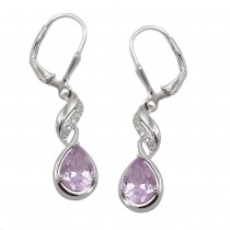 Ohrhänger Ohrringe Brisur Amethyst mit Zirkonias rhodiniert 925 Sterlingsilber