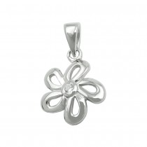 Anhänger Blume mit Zirkonia glänzend rhodiniert 925 Sterlingsilber