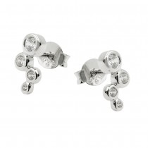 Ohrstecker Ohrring 4x Zirkonia weiß glänzend rhodiniert 925 Sterlingsilber