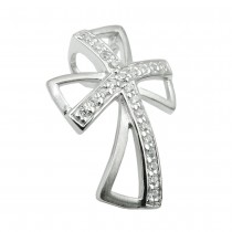 Anhänger Kreuz mit Zirkonias rhodiniert 925 Sterlingsilber