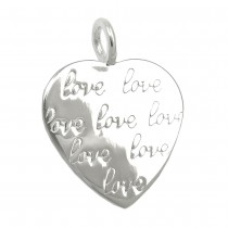 Anhänger Herz Prägung -love- glänzend 925 Sterlingsilber