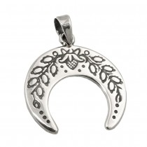 Anhänger Mondsichel mit Blumen geschwärzt 925 Sterlingsilber