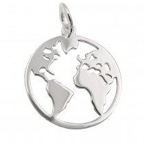 Anhänger Weltatlas glänzend 925 Sterlingsilber
