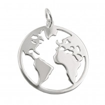 Anhänger Weltatlas glänzend 925 Sterlingsilber
