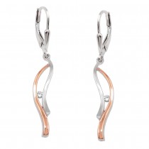 Ohrhänger Ohrringe Brisur Zirkonia bicolor rosé-vergoldet 925 Sterlingsilber