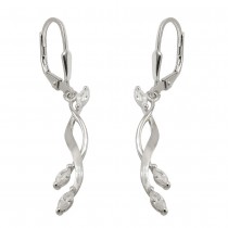 Ohrhänger Ohrringe Brisur Zirkonia matt-glänzend rhodiniert 925 Sterlingsilber
