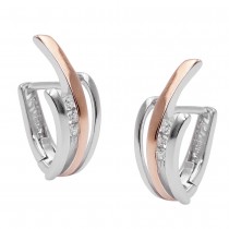 Creolen Klappscharnier Zirkonias bicolor rosé-vergoldet matt-glänzend rhodiniert 925 Sterlingsilber