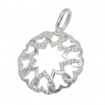 Anhänger Kreis aus Herzen glänzend und mit Zirkonias 925 Sterlingsilber