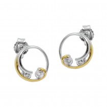 Stecker Kreis mit Spirale bicolor mit Zirkonias 925 Sterlingsilber