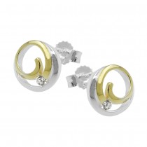 Stecker Spirale bicolor mit Zirkonia 925 Sterlingsilber