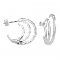 Ohrring Stecker Creole 3 Halbkreise glänzend 925 Silber