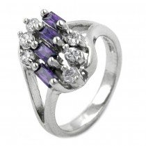Ring Zirkonia 9,6mm amethyst-weiß 925 Silber Größe 62