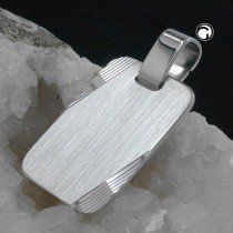Anhänger Gravurplatte matt-diamantiert rhodiniert 925 Sterlingsilber