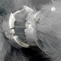 Creolen Ohrringe Zirkonia weiß gefasst 925 Sterlingsilber